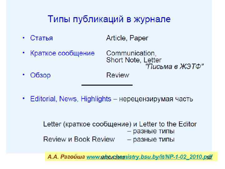 А. А. Рагойша www. abc. chemistry. bsu. by/it/NP-1 -02_2010. pdf МПХИ-2012 32 