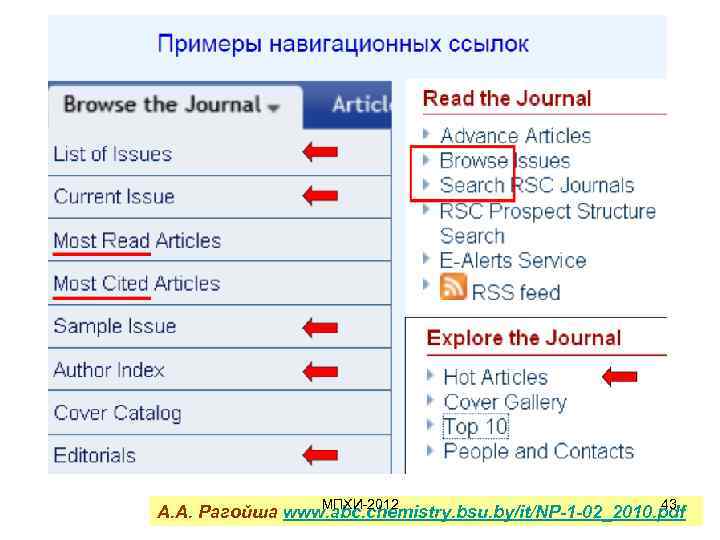 МПХИ-2012 43 А. А. Рагойша www. abc. chemistry. bsu. by/it/NP-1 -02_2010. pdf 