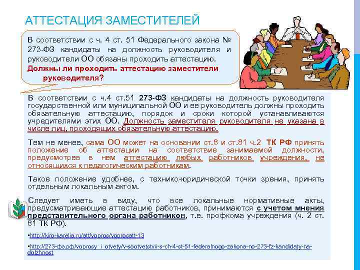 АТТЕСТАЦИЯ ЗАМЕСТИТЕЛЕЙ В соответствии с ч. 4 ст. 51 Федерального закона № 273 -ФЗ