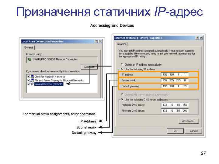 Призначення статичних IP-адрес 27 