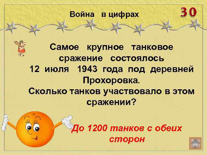 Война в цифрах Самое крупное танковое сражение состоялось 12 июля 1943 года под деревней