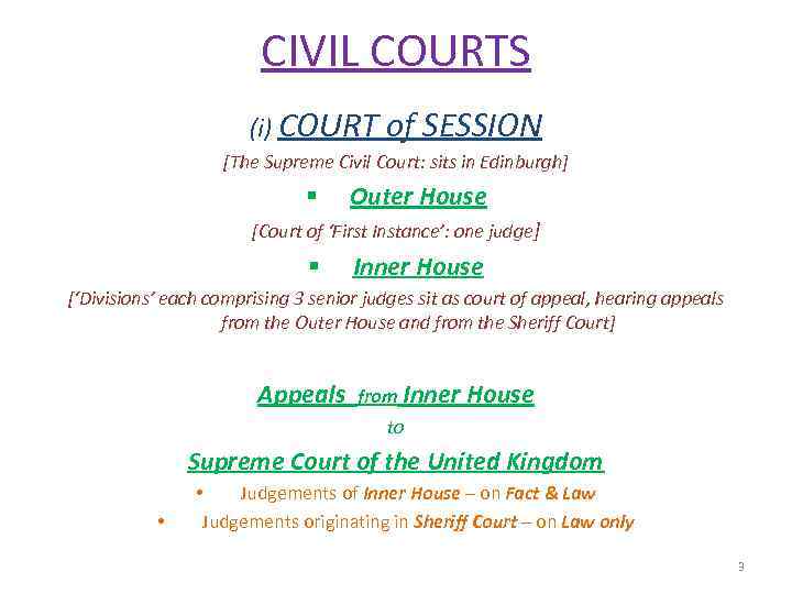 CIVIL COURTS (i) COURT of SESSION [The Supreme Civil Court: sits in Edinburgh] §