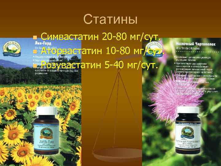 Статины n n n Симвастатин 20 -80 мг/сут. Аторвастатин 10 -80 мг/сут. Розувастатин 5
