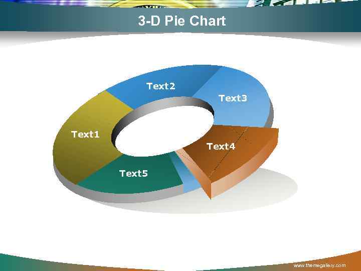 3 -D Pie Chart Text 2 Text 3 Text 1 Text 4 Text 5