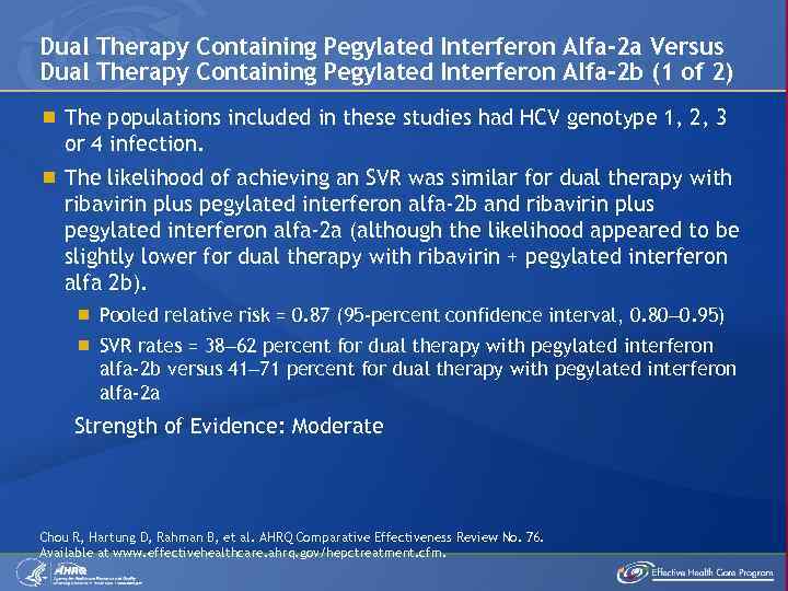 Dual Therapy Containing Pegylated Interferon Alfa-2 a Versus Dual Therapy Containing Pegylated Interferon Alfa-2