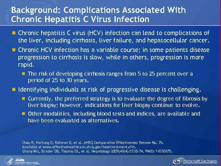 Background: Complications Associated With Chronic Hepatitis C Virus Infection Chronic hepatitis C virus (HCV)