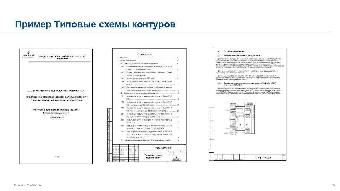 Пример Типовые схемы контуров Emerson Confidential 13 