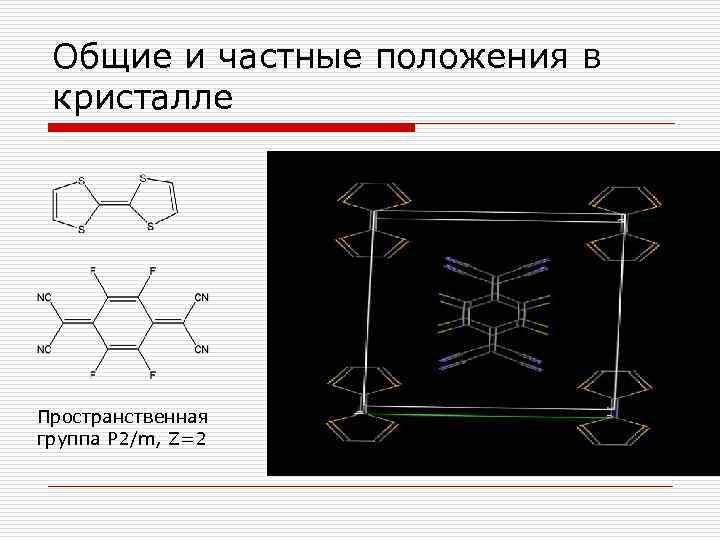Общие и частные положения в кристалле Пространственная группа P 2/m, Z=2 