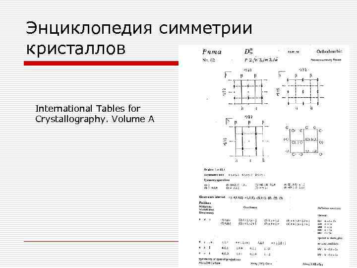 Энциклопедия симметрии кристаллов International Tables for Crystallography. Volume A 