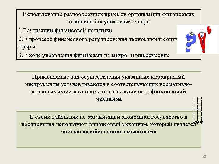 Использование разнообразных приемов организации финансовых отношений осуществляется при 1. Реализации финансовой политики 2. В