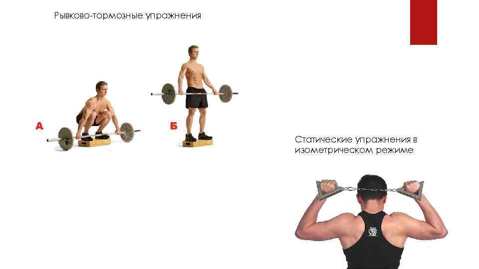 Рывково-тормозные упражнения Статические упражнения в изометрическом режиме 
