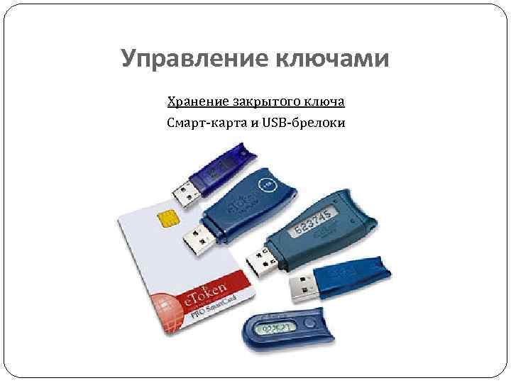 Управление ключами Хранение закрытого ключа Смарт-карта и USB-брелоки 