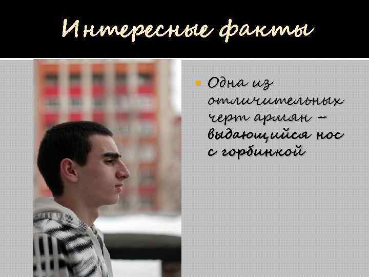 Интересные факты Одна из отличительных черт армян – выдающийся нос с горбинкой 