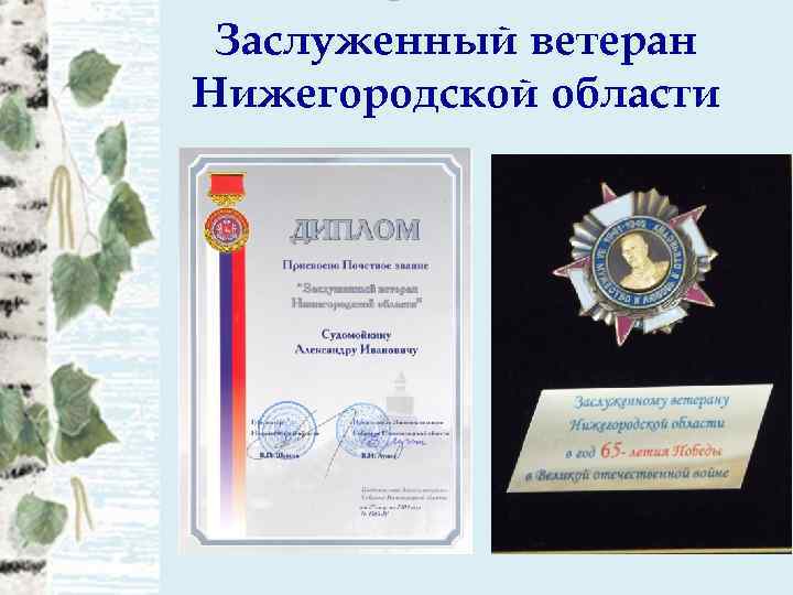 Заслуженный ветеран Нижегородской области 