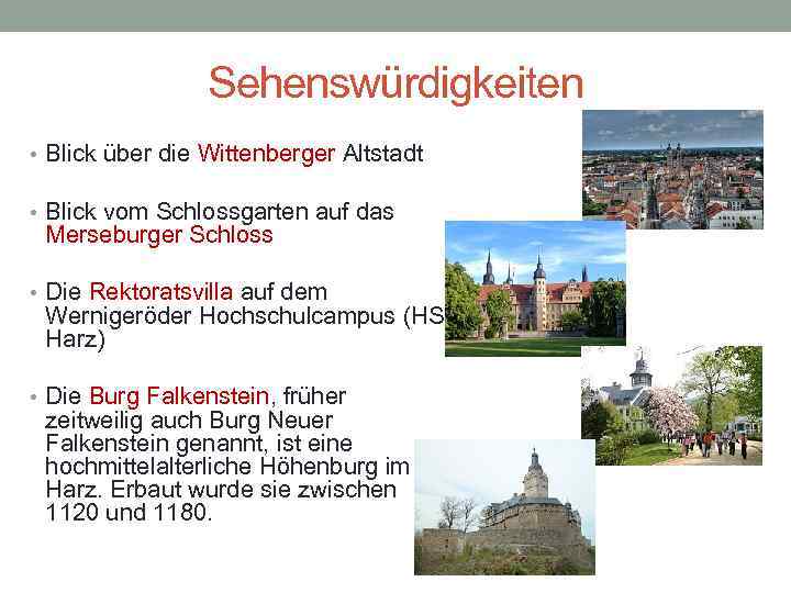 Sehenswürdigkeiten • Blick über die Wittenberger Altstadt • Blick vom Schlossgarten auf das Merseburger