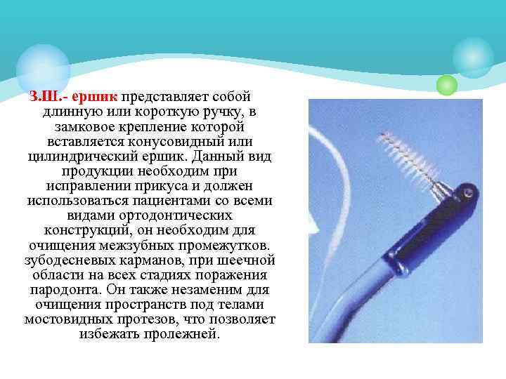 З. Ш. - ершик представляет собой длинную или короткую ручку, в замковое крепление которой