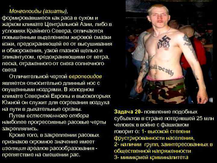 . Монголоиды (азиаты), формировавшиеся как раса в сухом и жарком климате Центральной Азии, либо