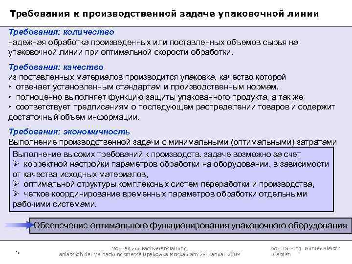 Требования к производственной задаче упаковочной линии Требования: количество надежная обработка произведенных или поставленных объемов