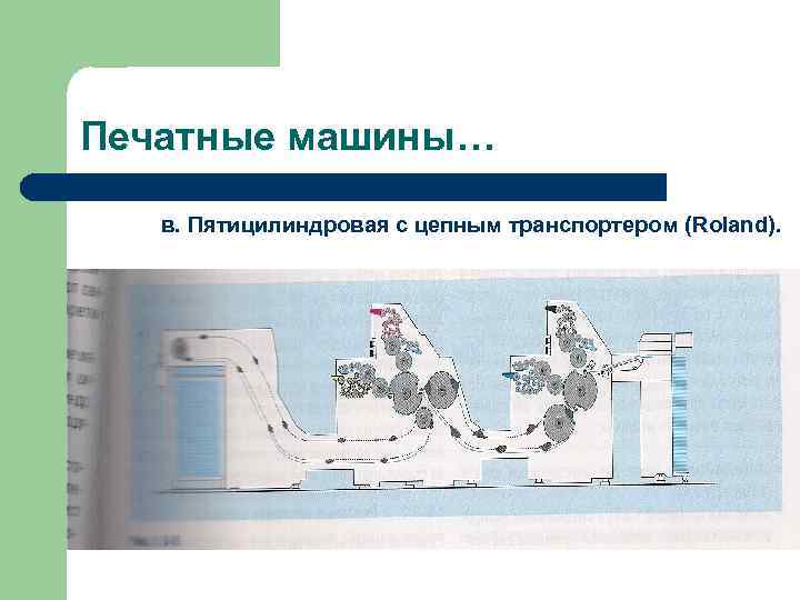 Печатные машины… в. Пятицилиндровая с цепным транспортером (Roland). 