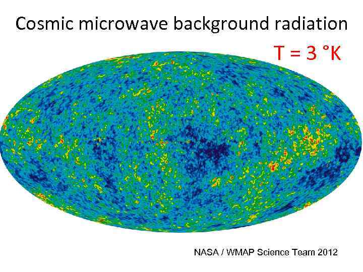 Cosmic microwave background radiation T = 3 °K NASA / WMAP Science Team 2012