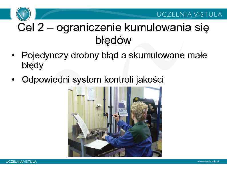 Cel 2 – ograniczenie kumulowania się błędów • Pojedynczy drobny błąd a skumulowane małe