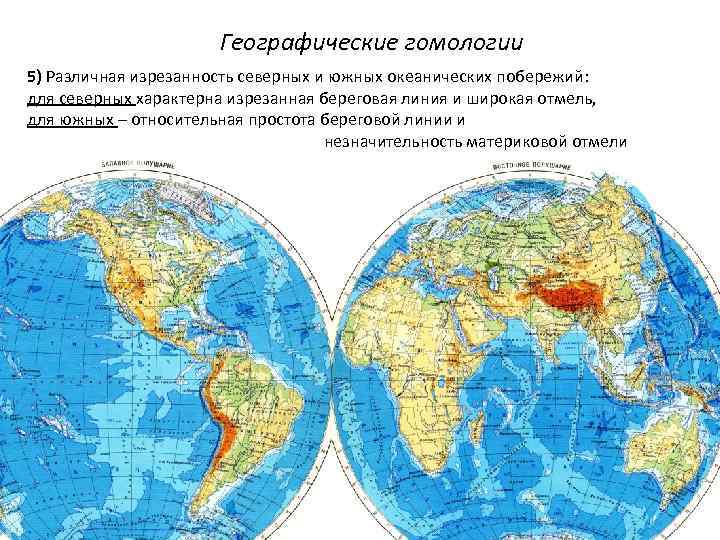 Карта мира северное и южное полушарие