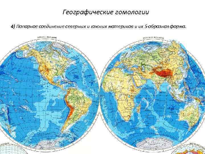 Карта полушарий земли с материками и названиями