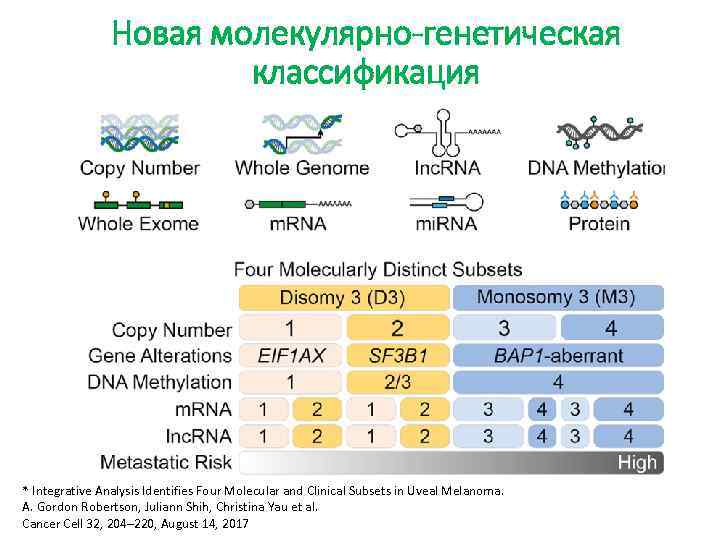 Новая молекулярно-генетическая классификация * Integrative Analysis Identifies Four Molecular and Clinical Subsets in Uveal