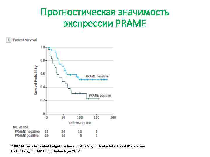 Прогностическая значимость экспрессии PRAME * PRAME as a Potential Target for Immunotherapy in Metastatic