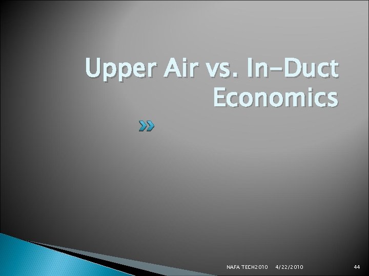 Upper Air vs. In-Duct Economics NAFA TECH 2010 4/22/2010 44 