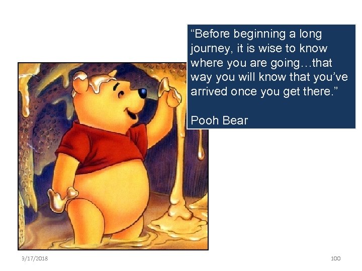 “Before beginning a long journey, it is wise to know where you are going…that