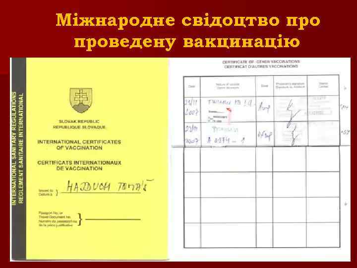 Міжнародне свідоцтво проведену вакцинацію 