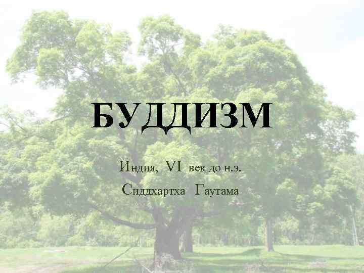 БУДДИЗМ Индия, VI век до н. э. Сиддхартха Гаутама 