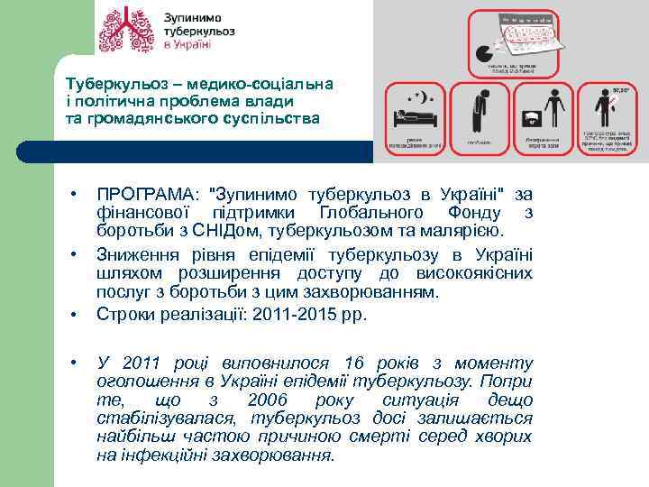 Туберкульоз – медико-соціальна і політична проблема влади та громадянського суспільства • • ПРОГРАМА: "Зупинимо