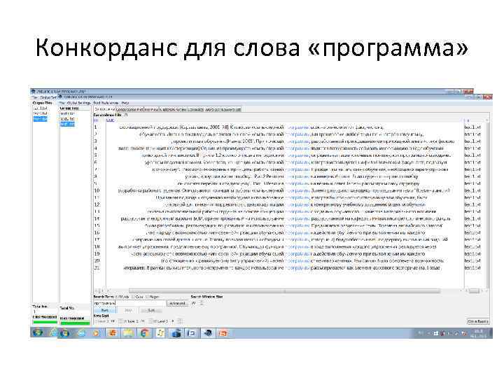 Конкорданс для слова «программа» 