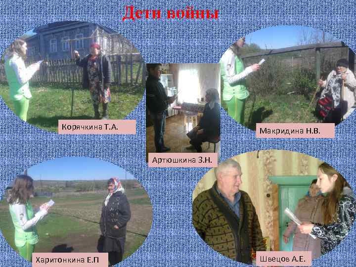 Дети войны Корячкина Т. А. Макридина Н. В. Артюшкина З. Н. Харитонкина Е. П