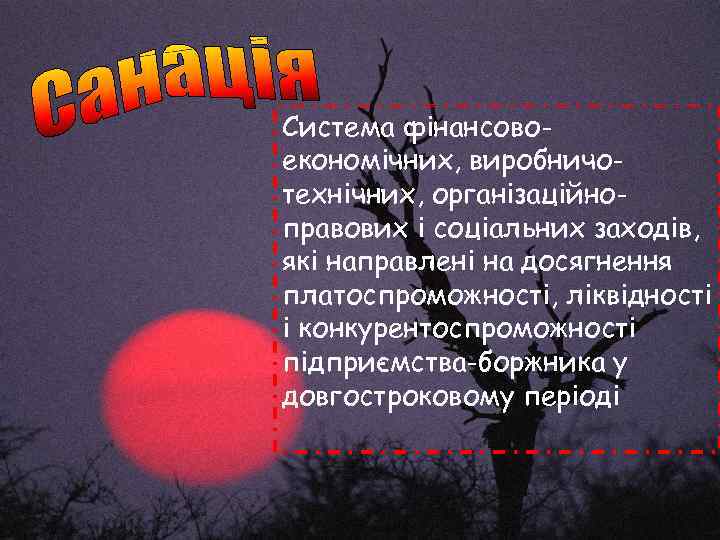 Система фінансовоекономічних, виробничотехнічних, організаційноправових і соціальних заходів, які направлені на досягнення платоспроможності, ліквідності і