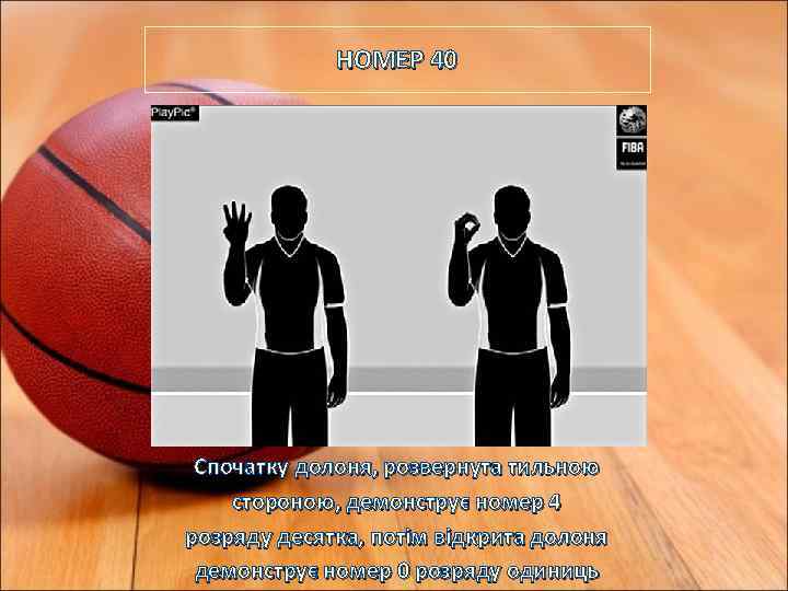 НОМЕР 40 Спочатку долоня, розвернута тильною стороною, демонструє номер 4 розряду десятка, потім відкрита