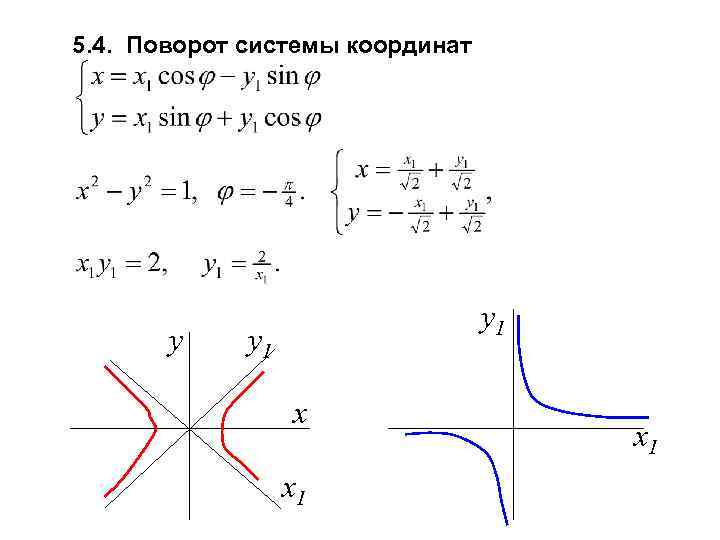 5. 4. Поворот системы координат y y 1 x x 1 
