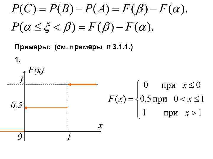 Примеры: (см. примеры n 3. 1. 1. ) 1. 1 F(x) 0, 5 x