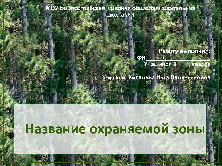 МОУ Борисоглебская средняя общеобразовательная школа№ 1 Работу выполнил: ФИ___________ Учащийся 8 ____ класса Учитель: