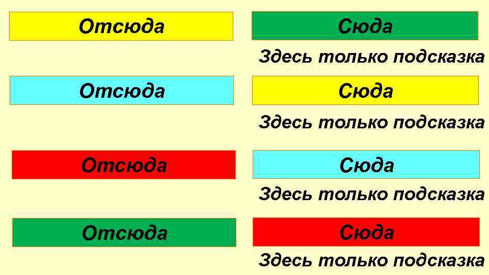 Отсюда Сюда Здесь только подсказка 