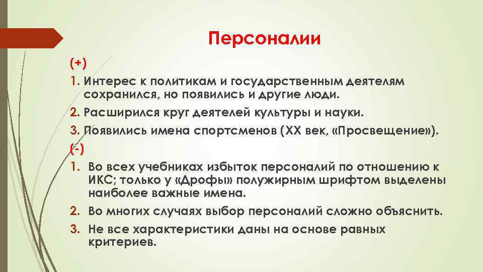 Персоналии (+) 1. Интерес к политикам и государственным деятелям сохранился, но появились и другие
