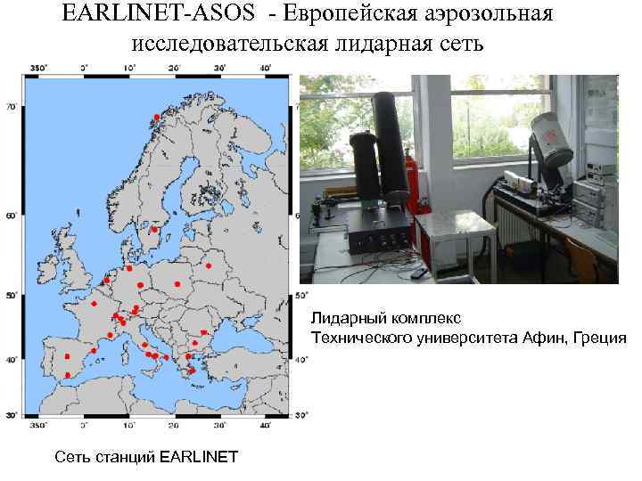 EARLINET-ASOS - Европейская аэрозольная исследовательская лидарная сеть Лидарный комплекс Технического университета Афин, Греция Сеть