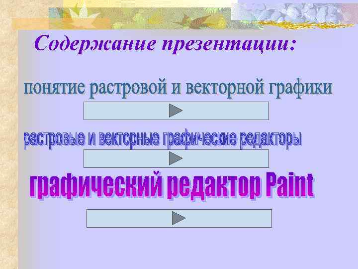 Содержание презентации: 