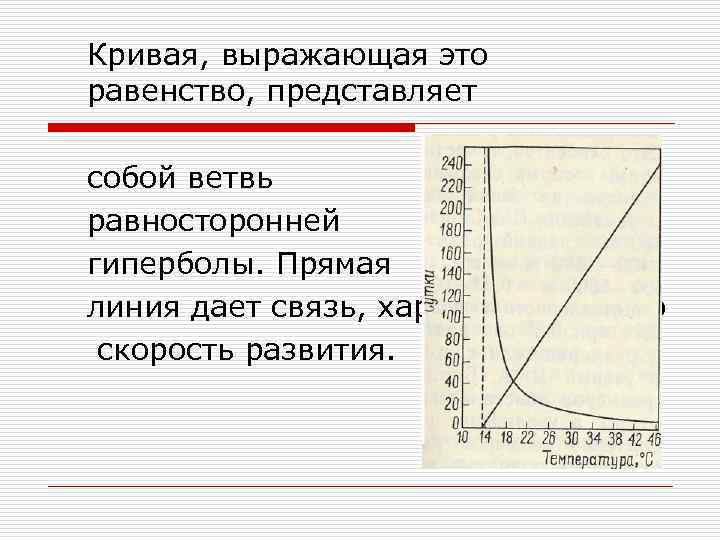 Кривая, выражающая это равенство, представляет собой ветвь равносторонней гиперболы. Прямая линия дает связь, характеризующую
