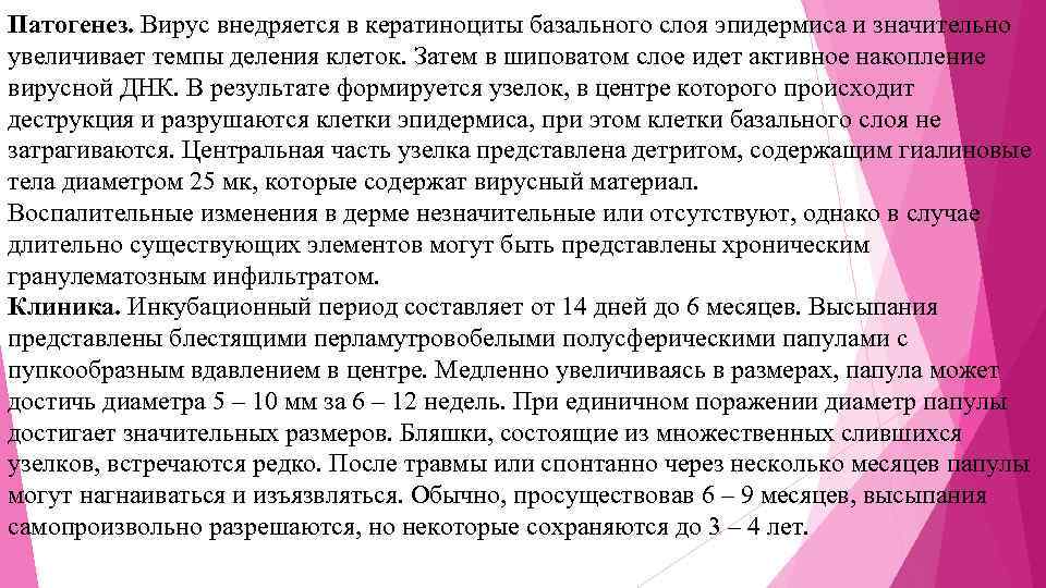 Патогенез. Вирус внедряется в кератиноциты базального слоя эпидермиса и значительно увеличивает темпы деления клеток.