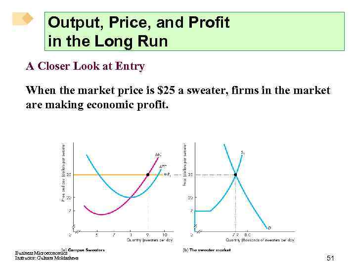 Output, Price, and Profit in the Long Run A Closer Look at Entry When