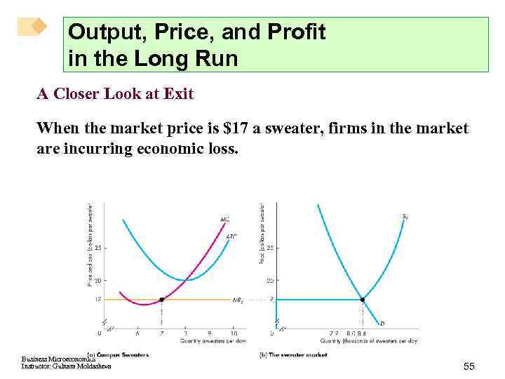 Output, Price, and Profit in the Long Run A Closer Look at Exit When