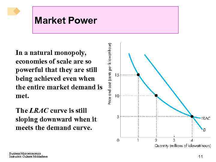 Market Power In a natural monopoly, economies of scale are so powerful that they